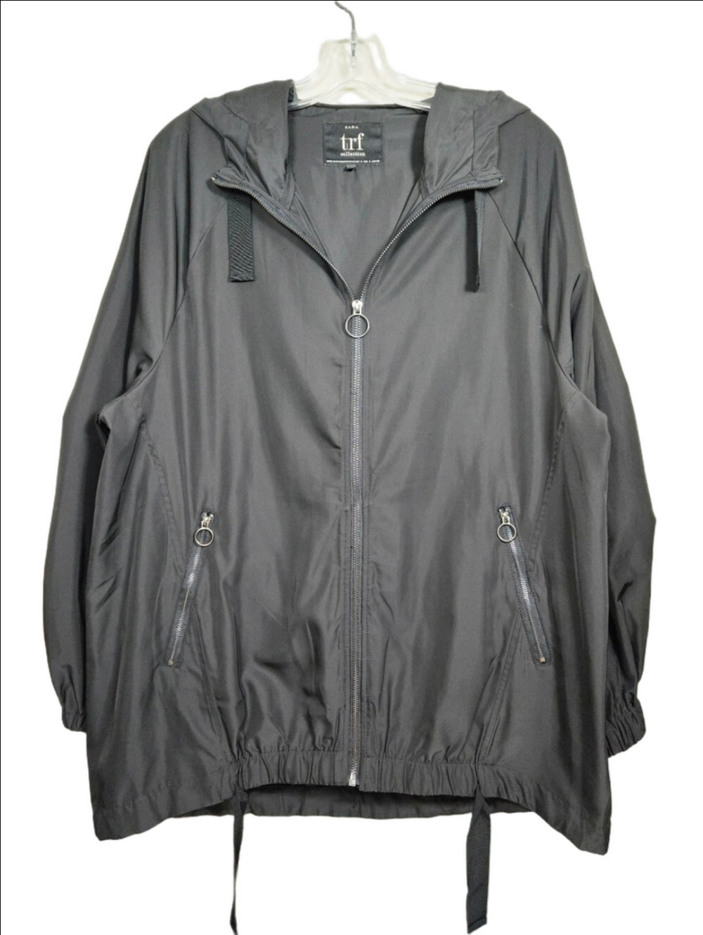Zara TRF Black Oversized Packable Windbreaker, Size S ~ EUC
